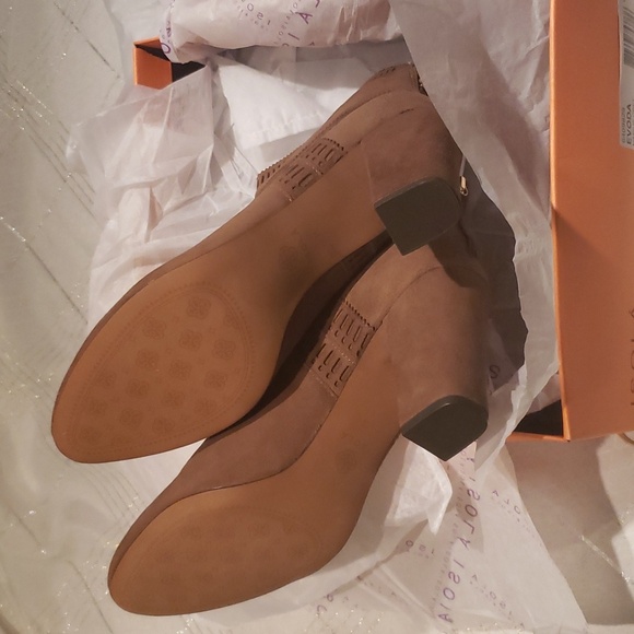 Isola New EVODA Suede Leather Boots Laser Cut Fashion Booties Women's NIB Brown - Picture 12 of 15